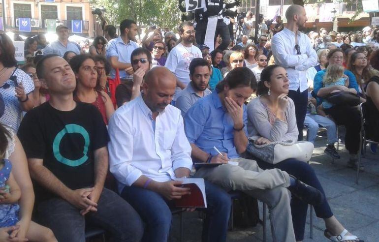 José García Molina y Pablo Iglesias en un reciente acto de Podemos en Toledo.