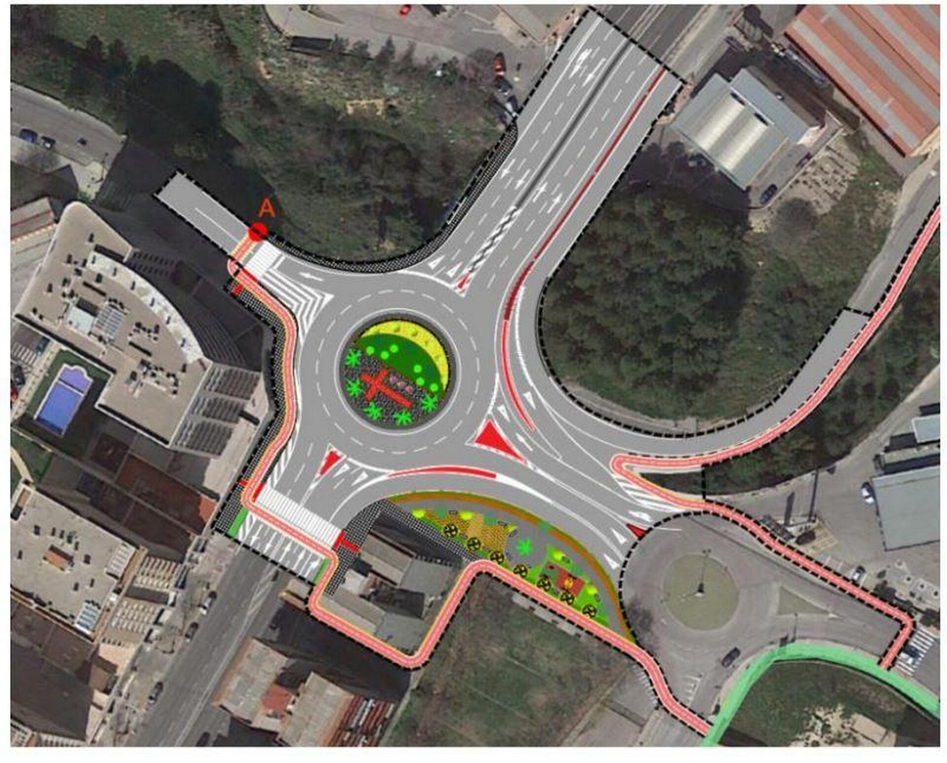 Así será la rotonda que se construirá en el acceso norte de Alcoy.