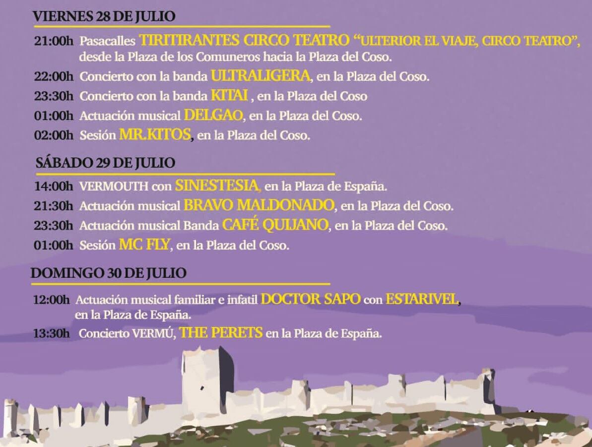 Este es el calendario de actividades que le restan al Festival de las Artes Milla de Oro del Vino de Peñafiel para este fin de semana