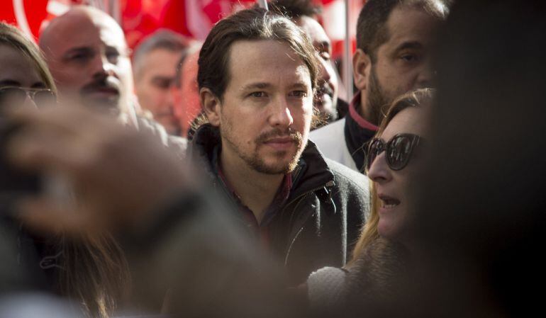 El líder de Podemos, Pablo Iglesias, en una manifestación.