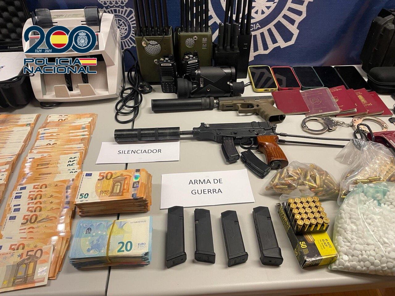 Armas de guerra incautadas en Elche