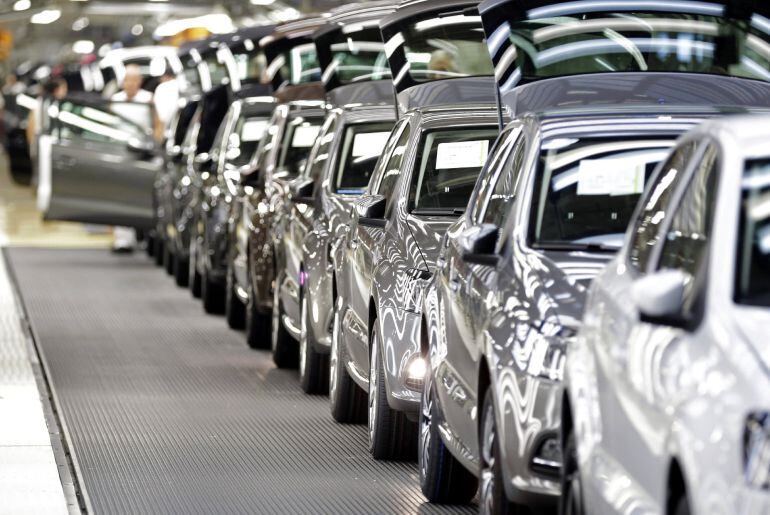 Varios modelos Polo salen esta tarde de la planta de Volkswagen Navarra.