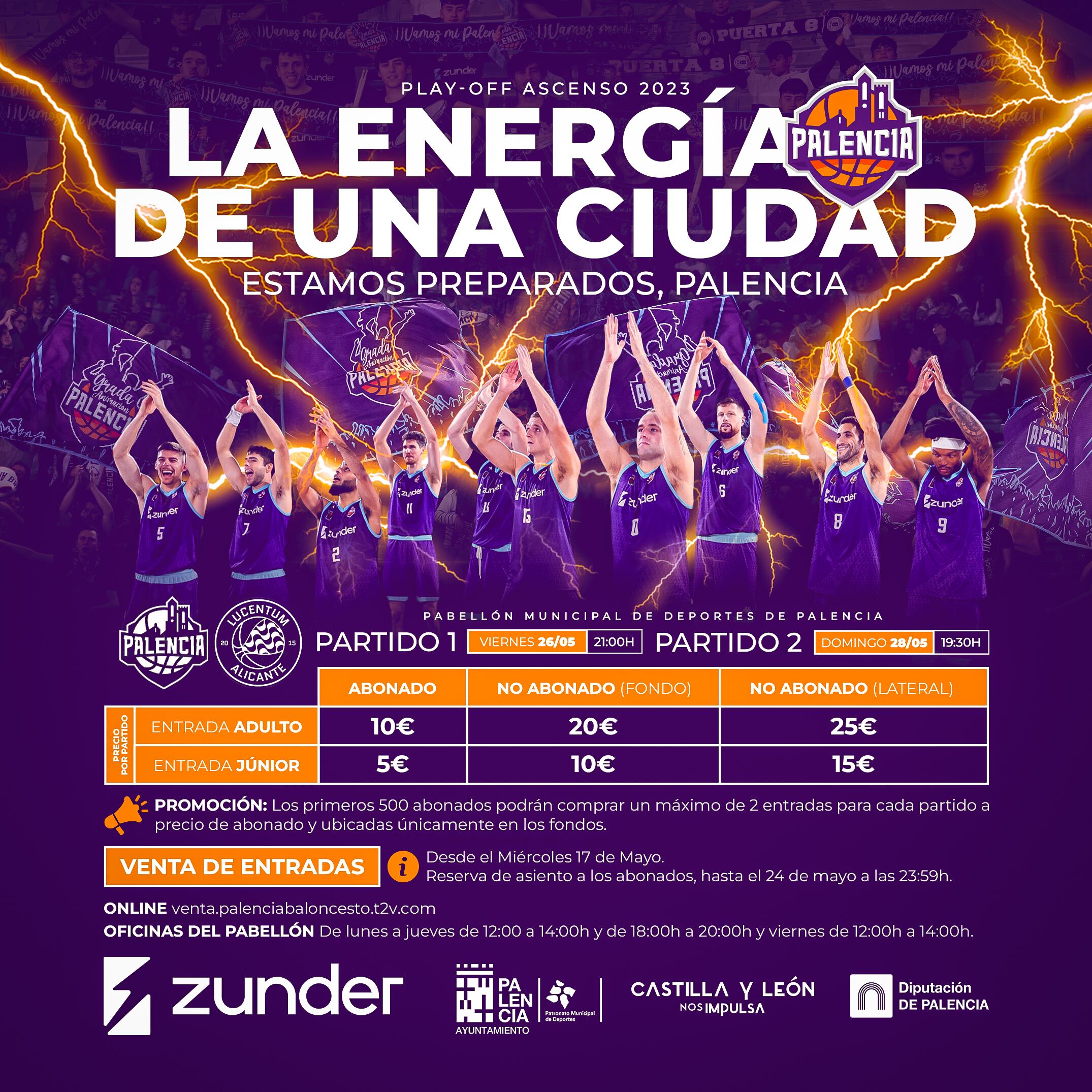 Ya se conocen los precios del Play Off de ascenso del Zunder Palencia Baloncesto