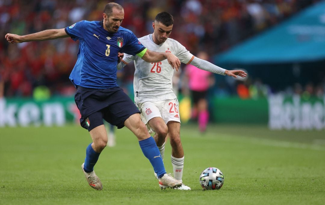 Chiellini en el partido de semifinal de la Eurocopa 2020 contra España