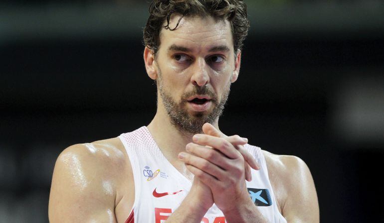 Pau Gasol, en el partido de preparación frente a Lituania