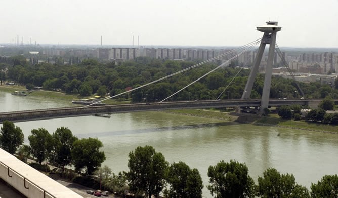 Vista de un puente sobre el río Danubio.