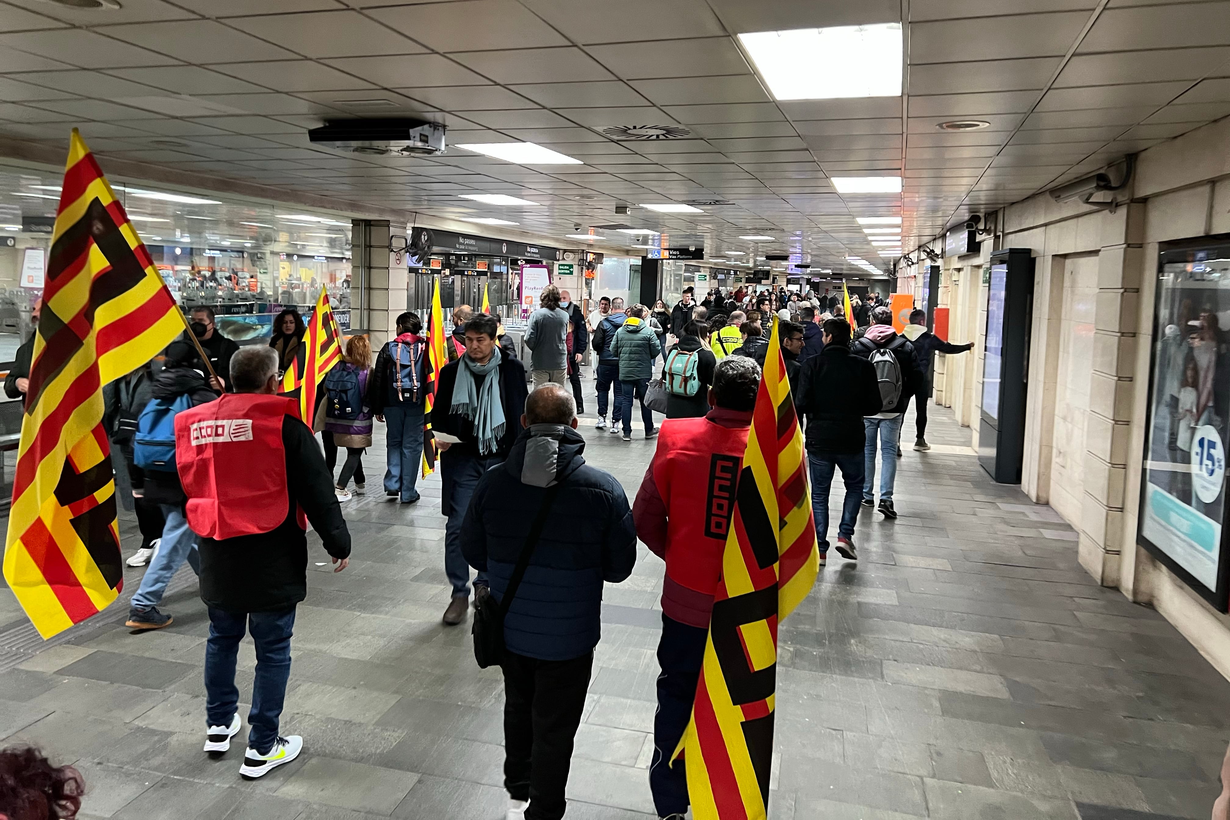 Protesta de treballadors de metro i tren per les agressions al transport públic (ACN)