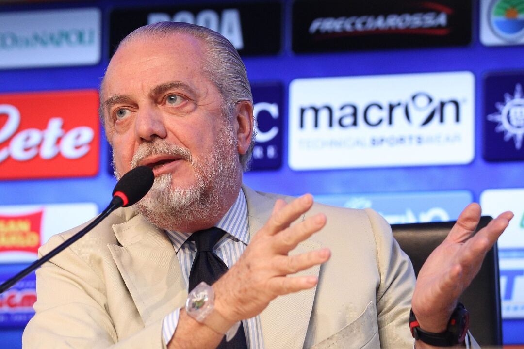 Aurelio De Laurentiis, durante una rueda de prensa del Nápoles.