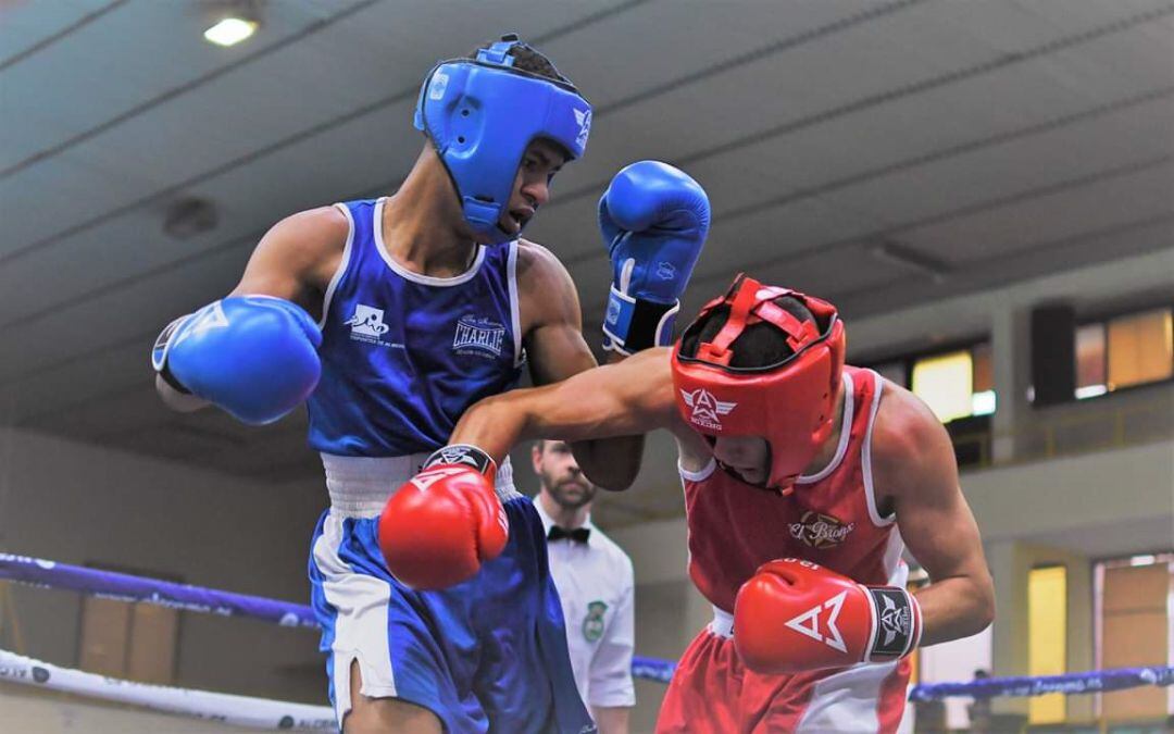 El púgil almeriense eligió el color azul.