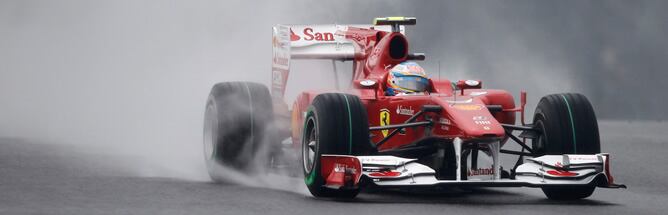 El piloto español, en el trazado japonés en el que se han aplazado los terceros entrenamientos libres, que se celebrarán en la madrugada del domingo