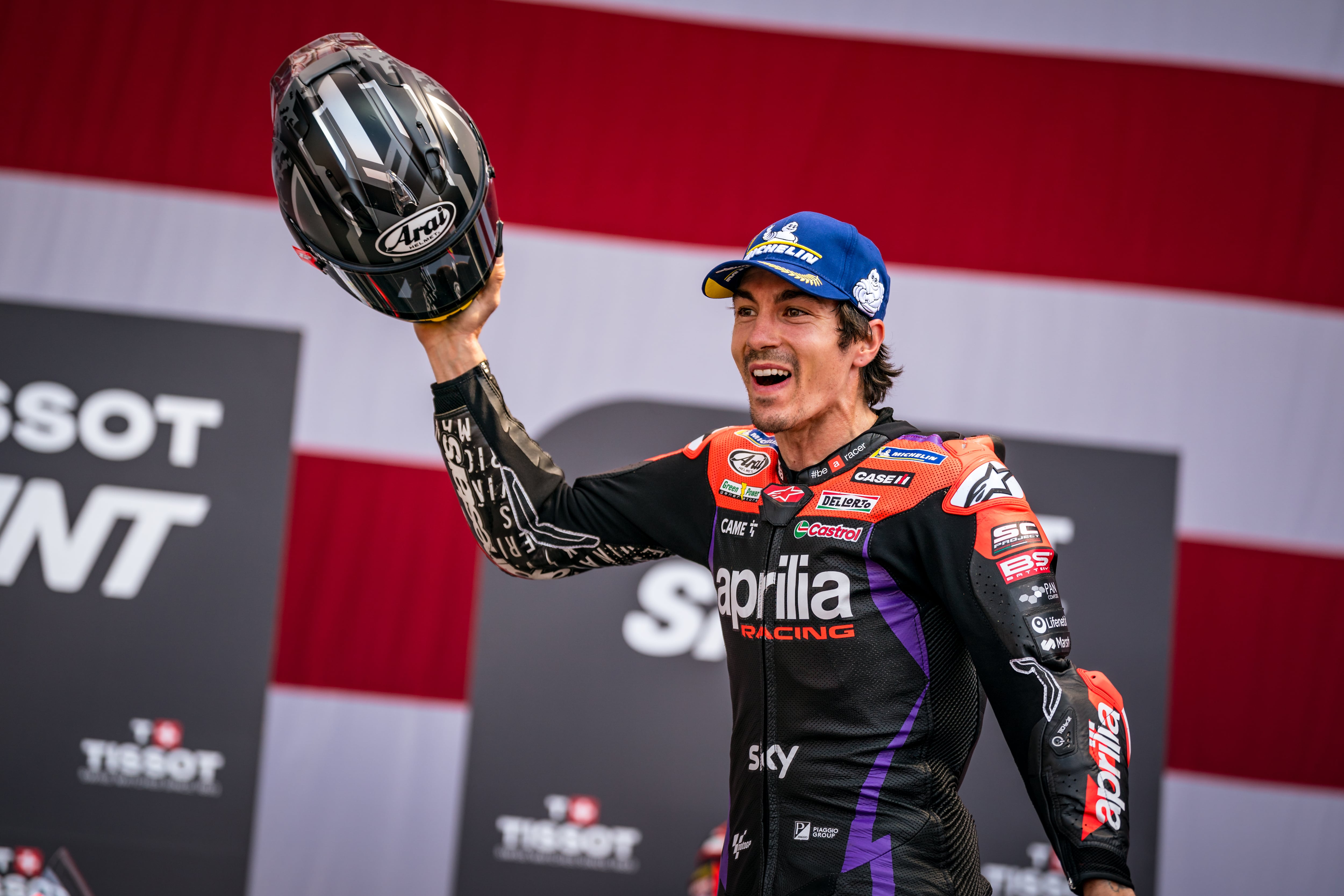 Maverick Viñales celebra un podio en la Sprint del GP de las Américas