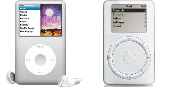 El ‘iPod Classic’ (a la izquierda) ha evolucionado con los avances desde que Apple lanzara el primer modelo en 2001