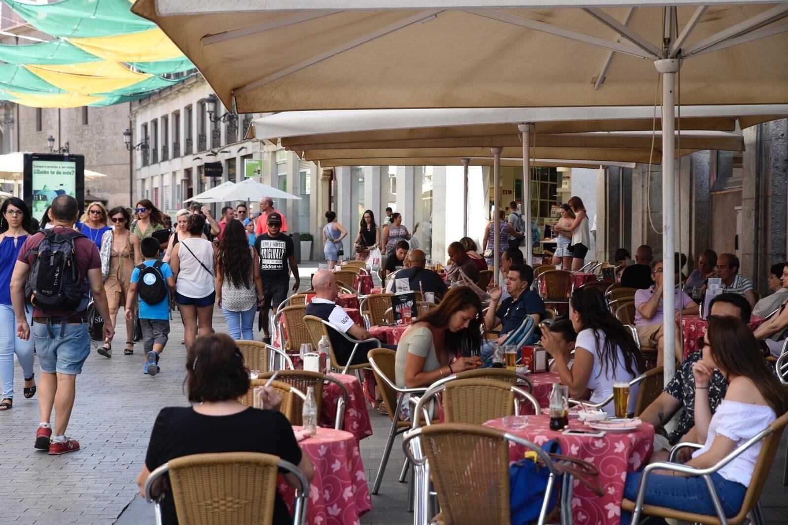 Una terraza, en Sol (Madrid).