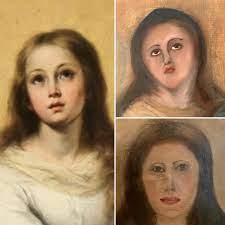 Antes y después de la restauración de la Inmaculada de Murillo