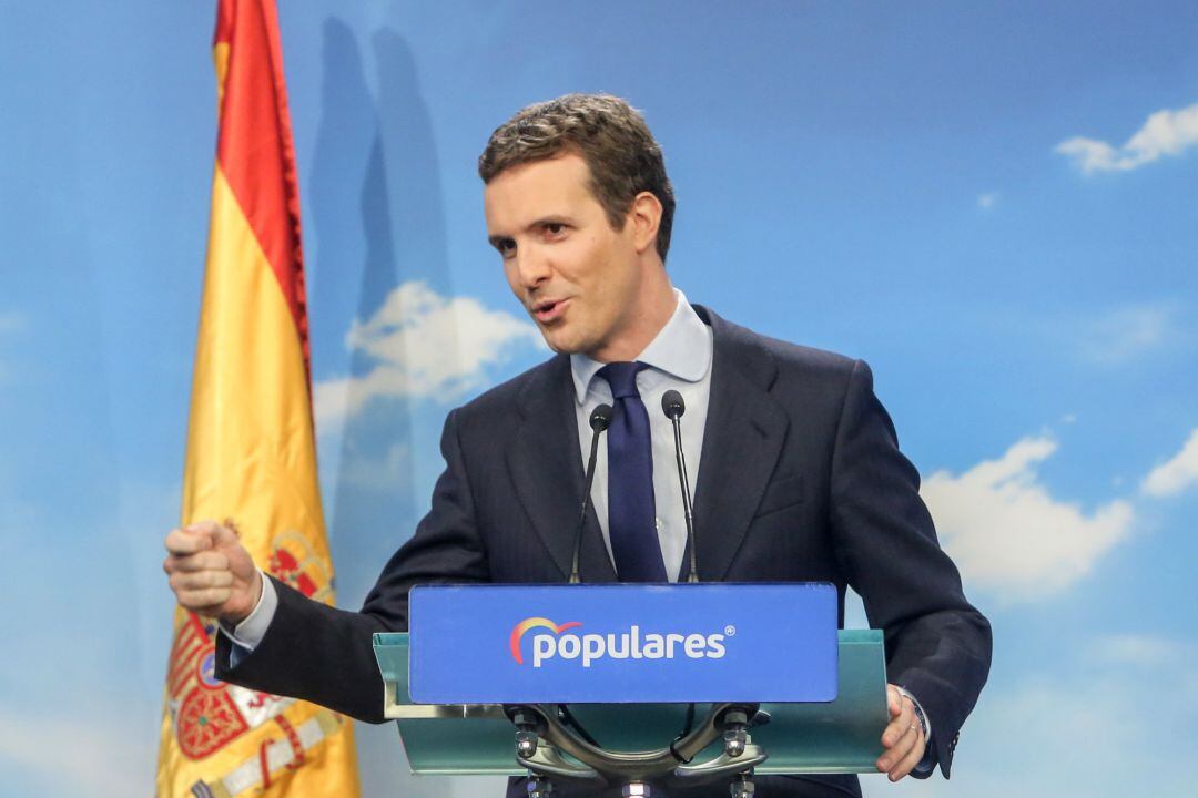 Declaraciones del líder del PP, Pablo Casado, tras la convocatoria del Gobierno