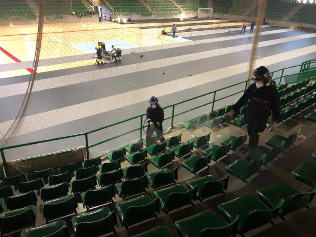 Desinfección del pabellón Pedro Delgado