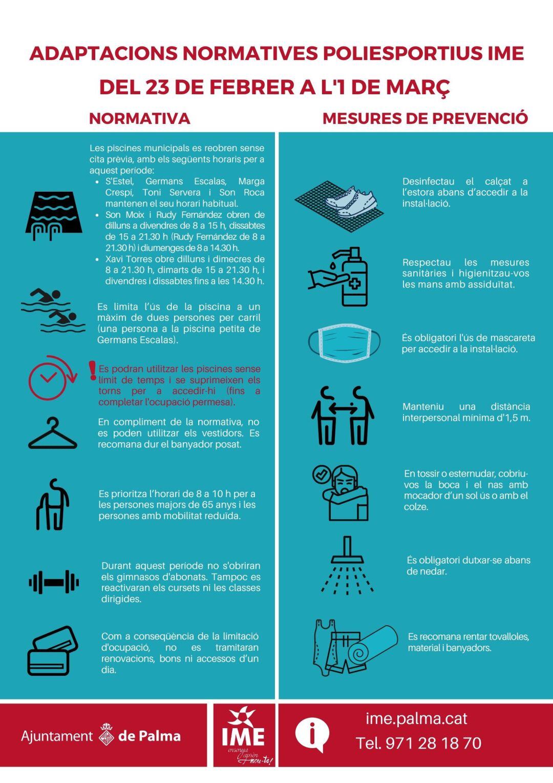 Adaptaciones normativas en los polideportivos del IME.