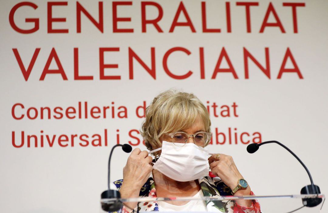 La consellera de Sanidad, Ana Barceló, durante la rueda de prensa ofrecida el jueves para informar de los últimos datos sobre la pandemia. 