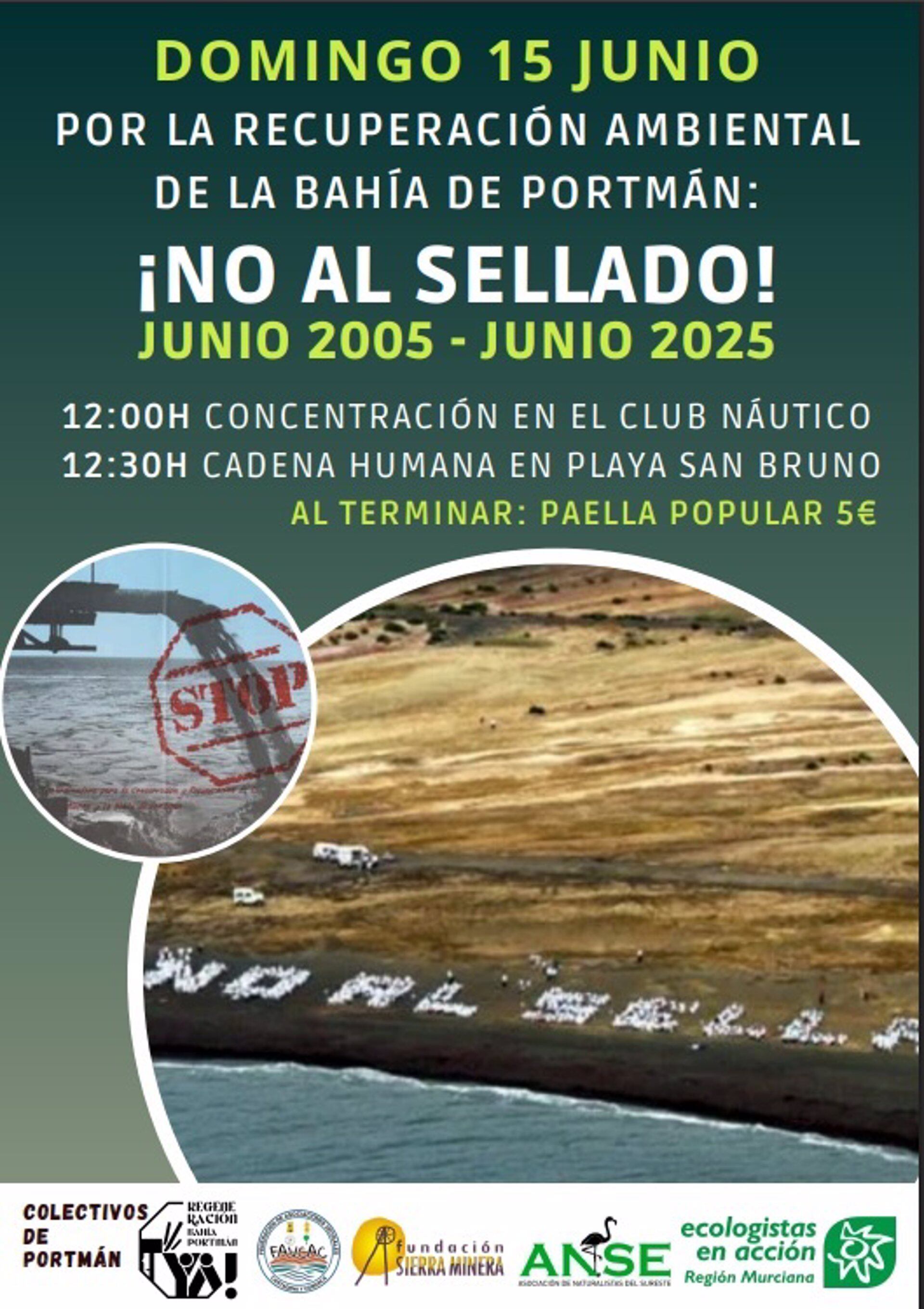 Concentración y cadena humana en Portmán, para reivindicar una solución consensuada, que sea &quot;justa y equilibrada para Portmán&quot;SOCIEDAD ESPAÑA EUROPA MURCIA
FUNDACIÓN SIERRA MINERA