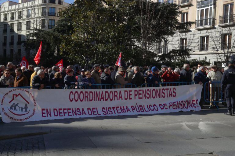 La concentración contra &quot;las pensiones de miseria&quot; del pasado 22 de febrero.