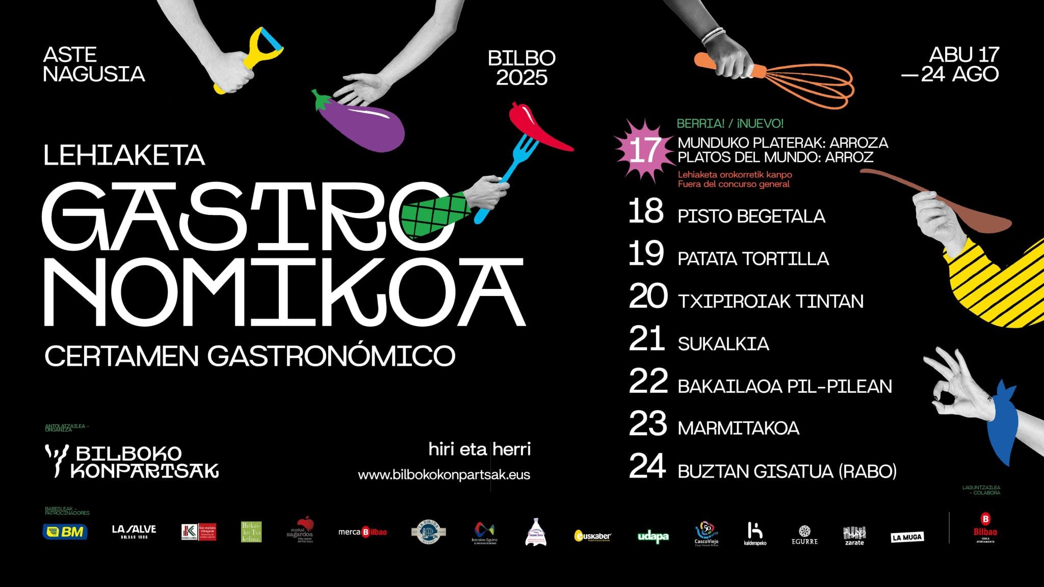 Cartel del concurso gastronómico de Aste Nagusi 2025. Bilboko Konpartsak