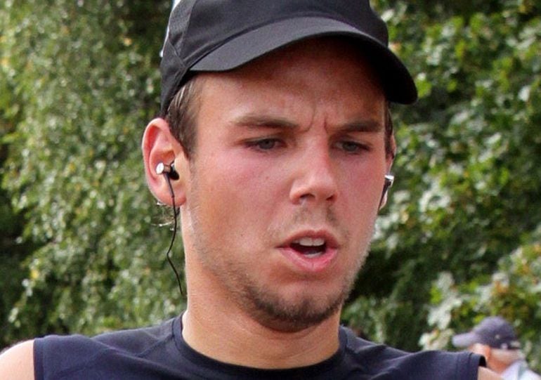 Picture released on March 27, 2015 shows the co-pilot of Germanwings flight 4U9525 Andreas Lubitz taking part in the Airport Hamburg 10-mile run on September 13, 2009 in Hamburg, northern Germany. Co-pilot of the Germanwings plane which crashed in the fre