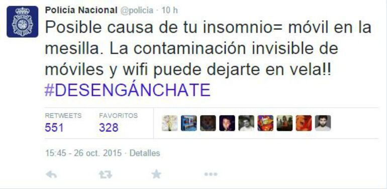 El polémico tuit del Cuerpo Nacional de Policía.