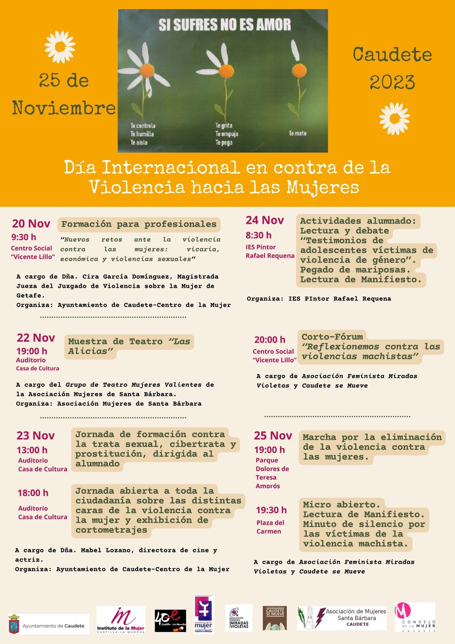 Cartel de las actividades previstas