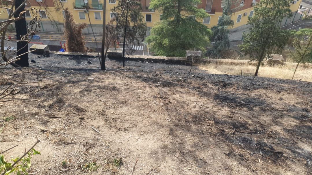 Imagen de la zona quemada por el incendio