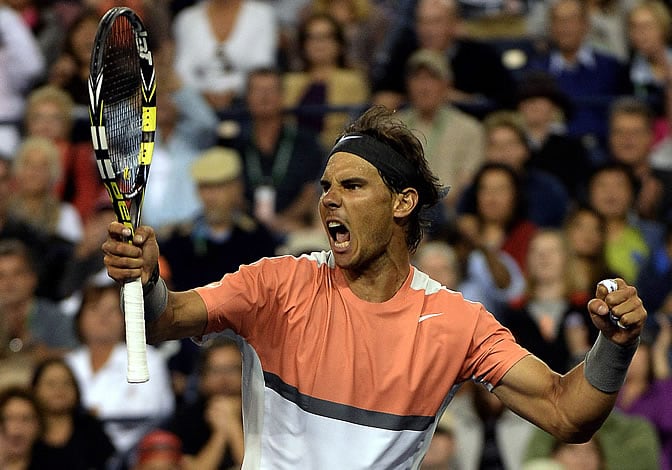 Nadal celebra su triunfo ante Stepanek en Indian Wells