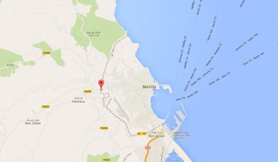 Situación del paso de Farkhana que separa Melilla de Marruecos