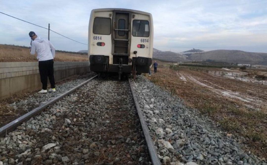 Tren afectado en la jornada de ayer.