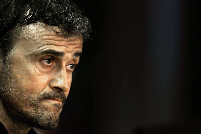 Luis Enrique, en la sala de prensa