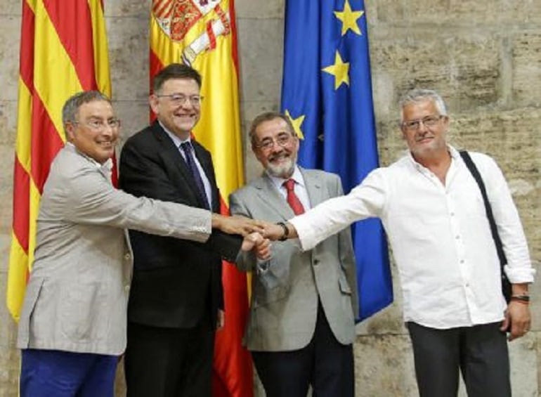 El president de la Generalitat, Ximo Puig, reunido con representantes de Cierval, CCOO y UGT