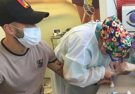 El jugador del Real Jaén, Pato, se somete a la prueba del Covid-19.