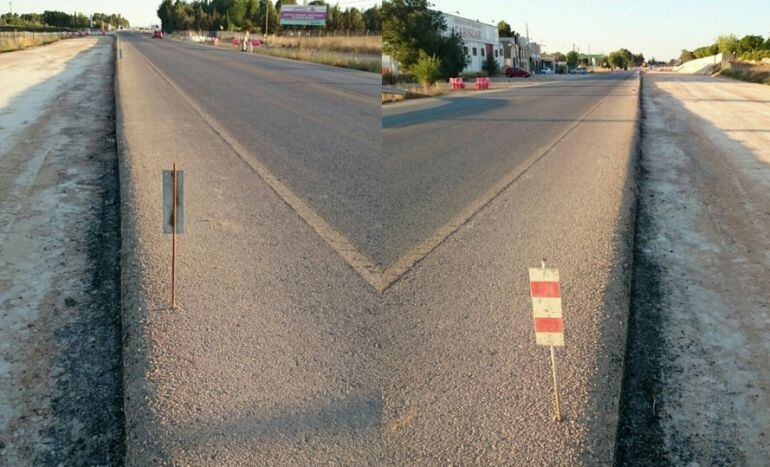 Así son los hierros que se han colocado en las carreteras de Peñas para delimitar el final de la calzada