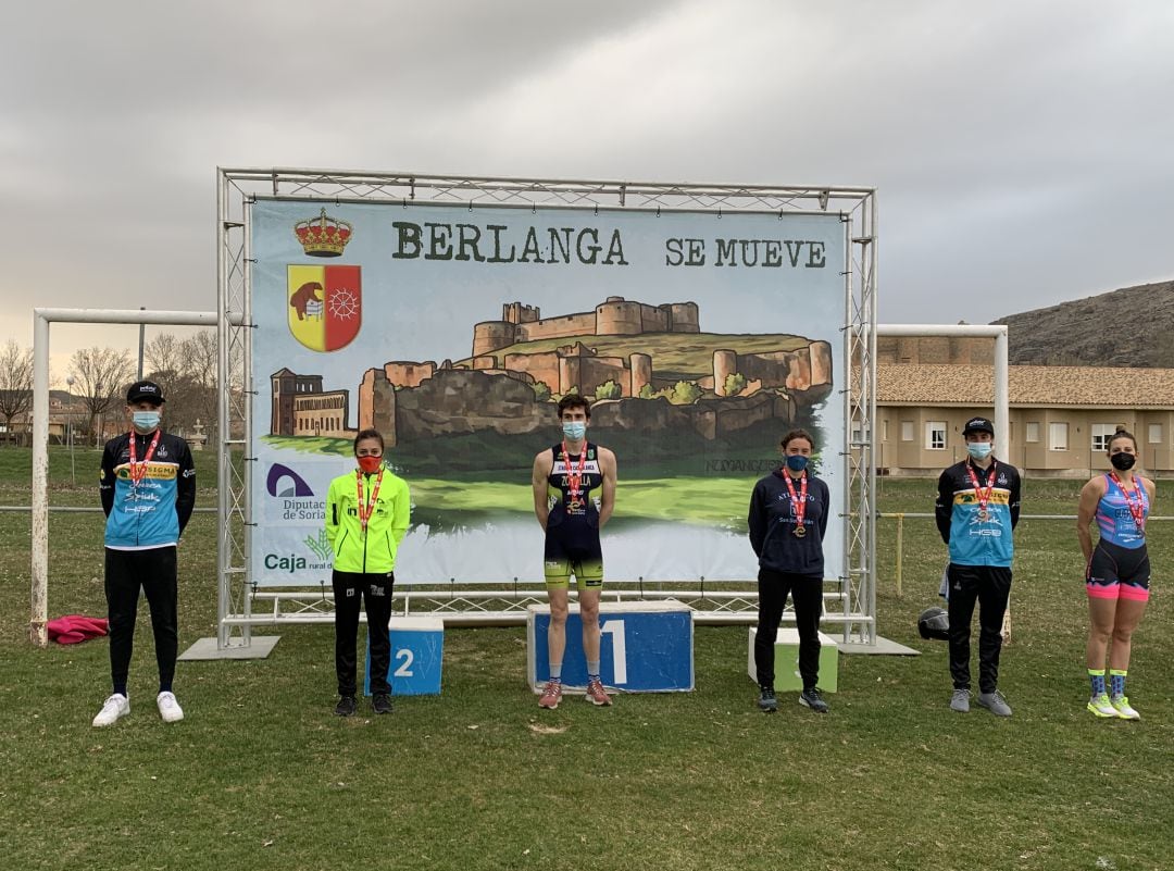 Podio del IV Duatlón de Berlanga de Duero.