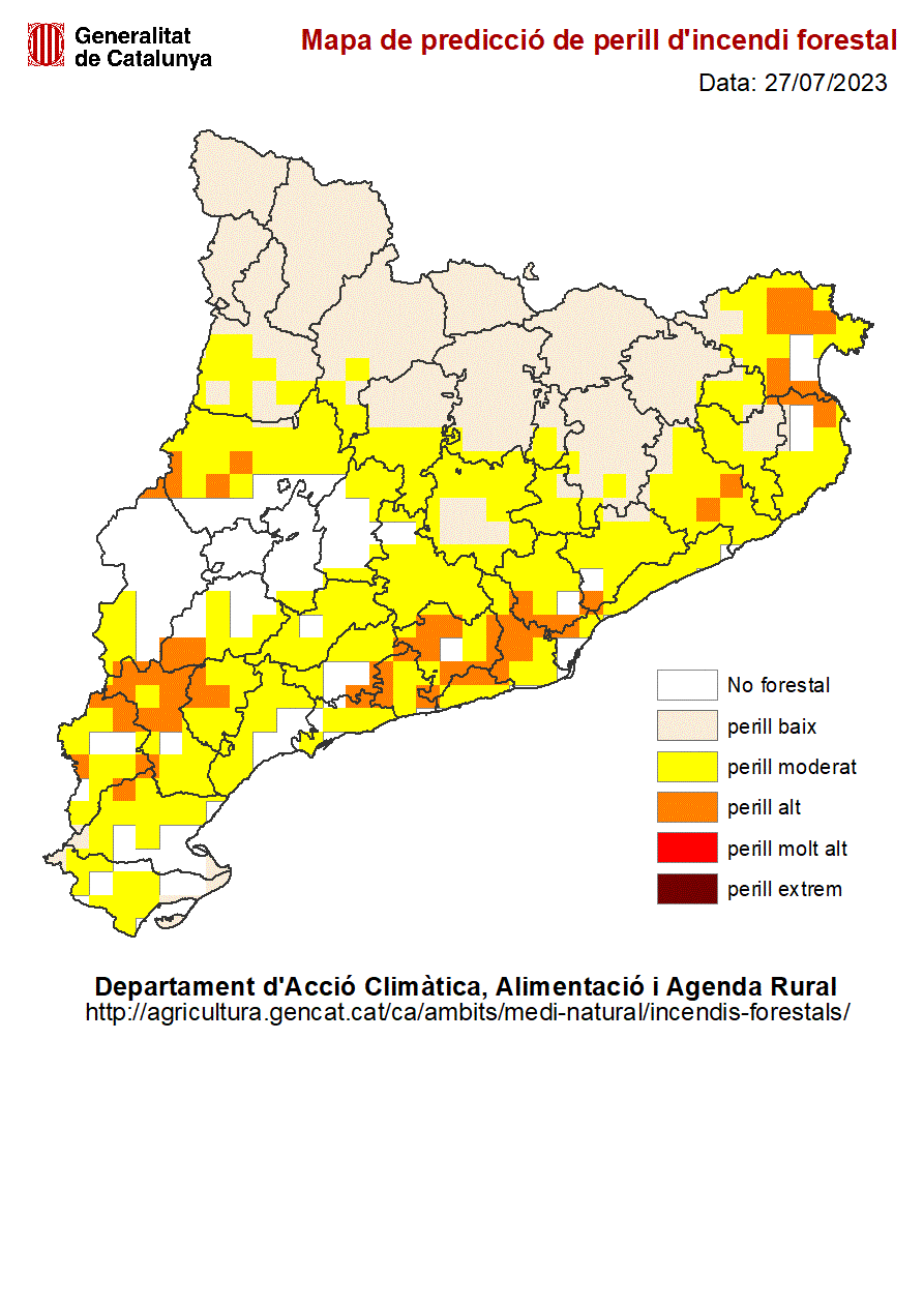 Mapa risc d&#039;incendi 27 juliol