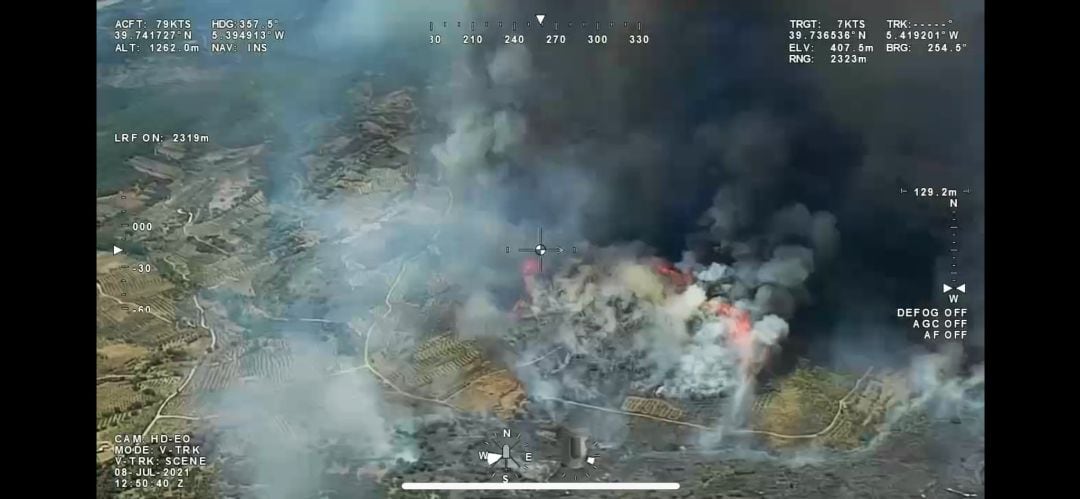 Incendio de Peraleda de San Roman desde el helicoptero del Infoex