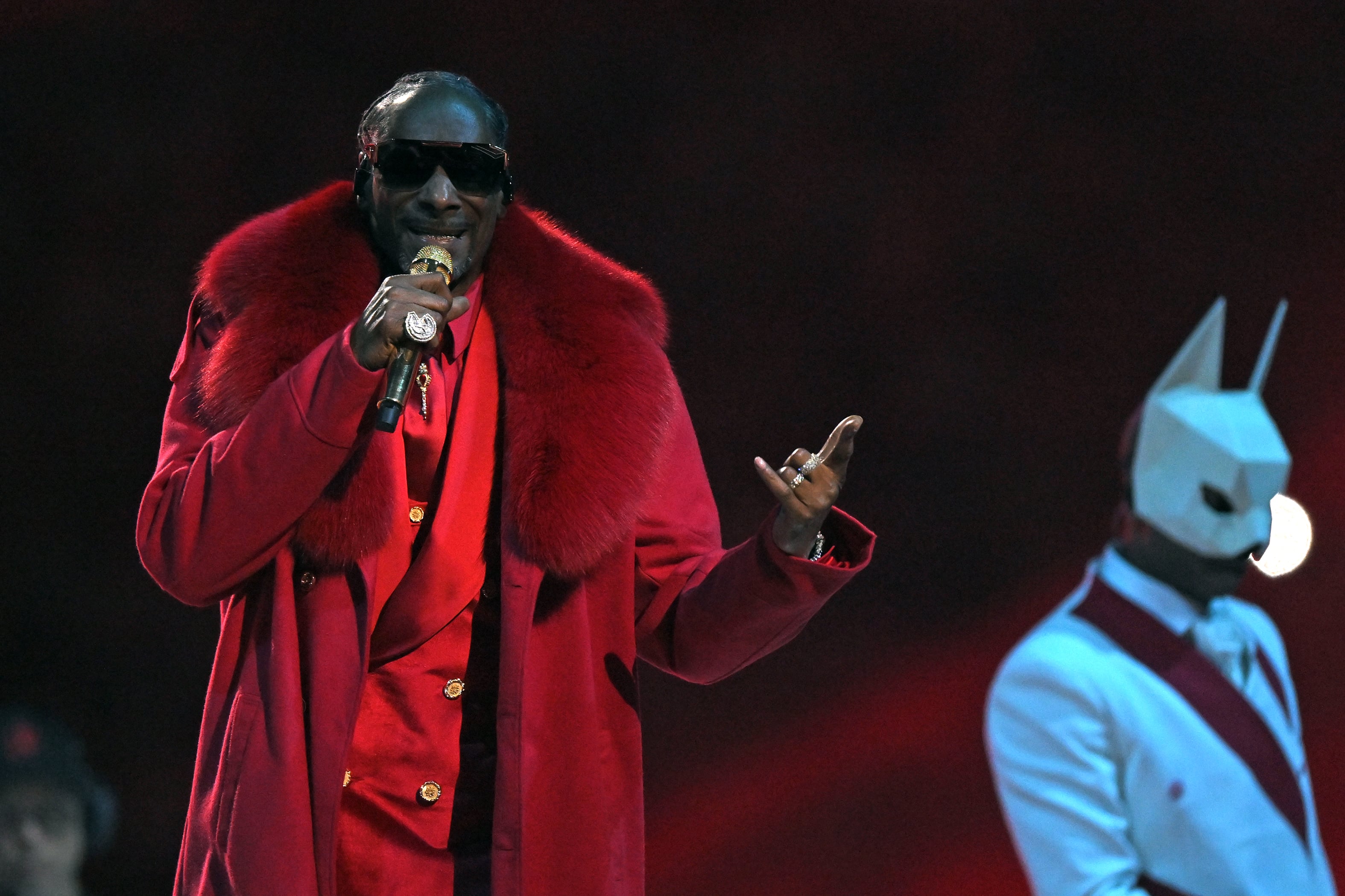 Snoop Dogg durante el show del descanso entre Detroit Lions y Minnesota Vikings