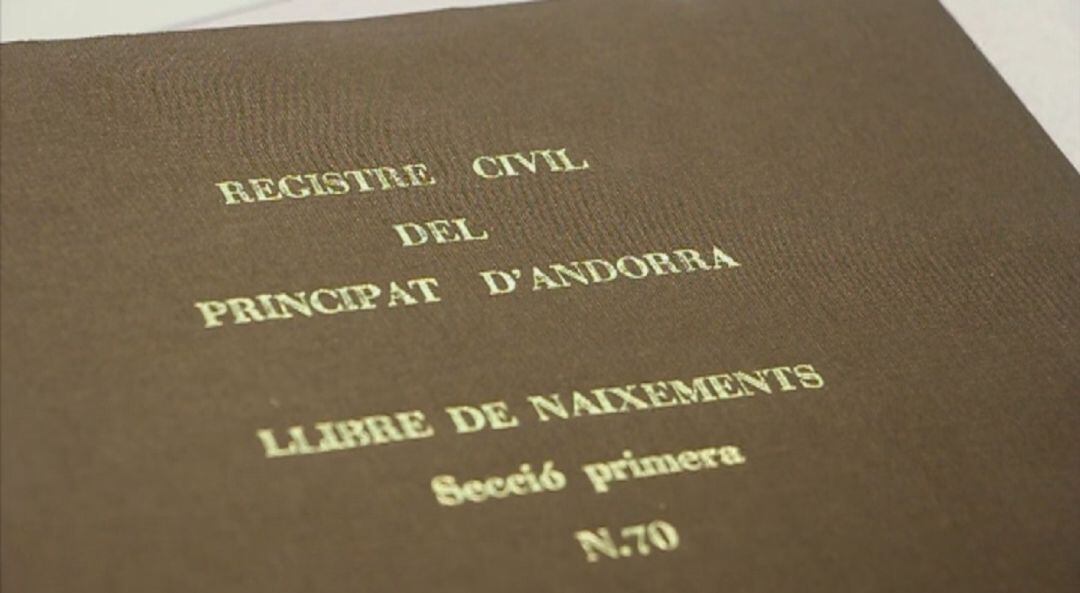 Llibre de naixements del Registre Civil del Principat d'Andorra