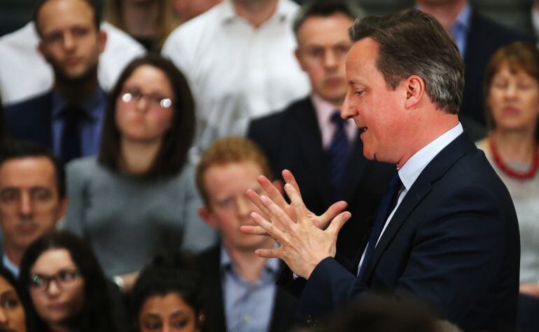 El primer ministro inglés David Cameron durante un acto