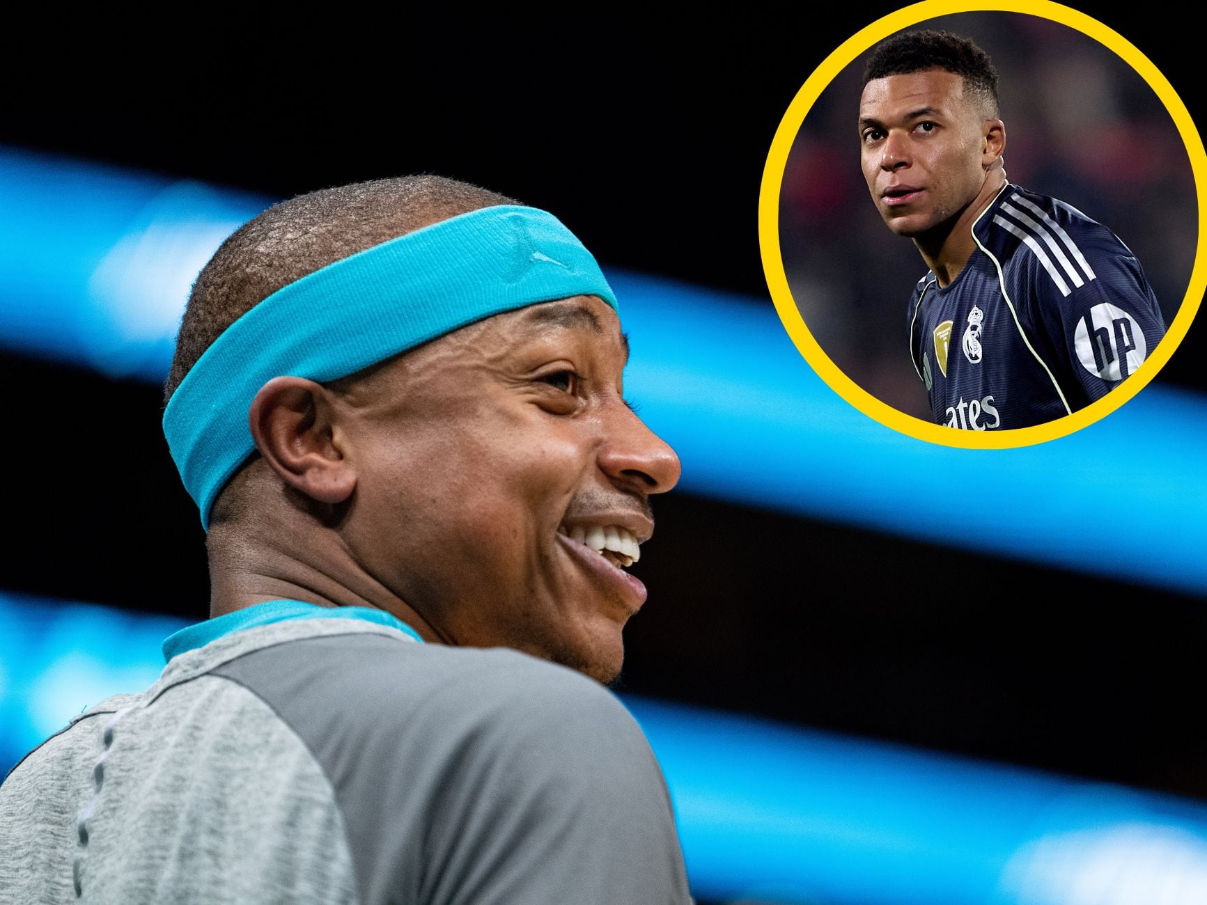 Isaiah Thomas, en un montaje de imágenes junto a Kylian Mbappé