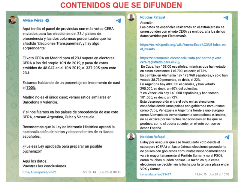 El bulo del pucherazo por el voto CERA en las elecciones generales del 23-J