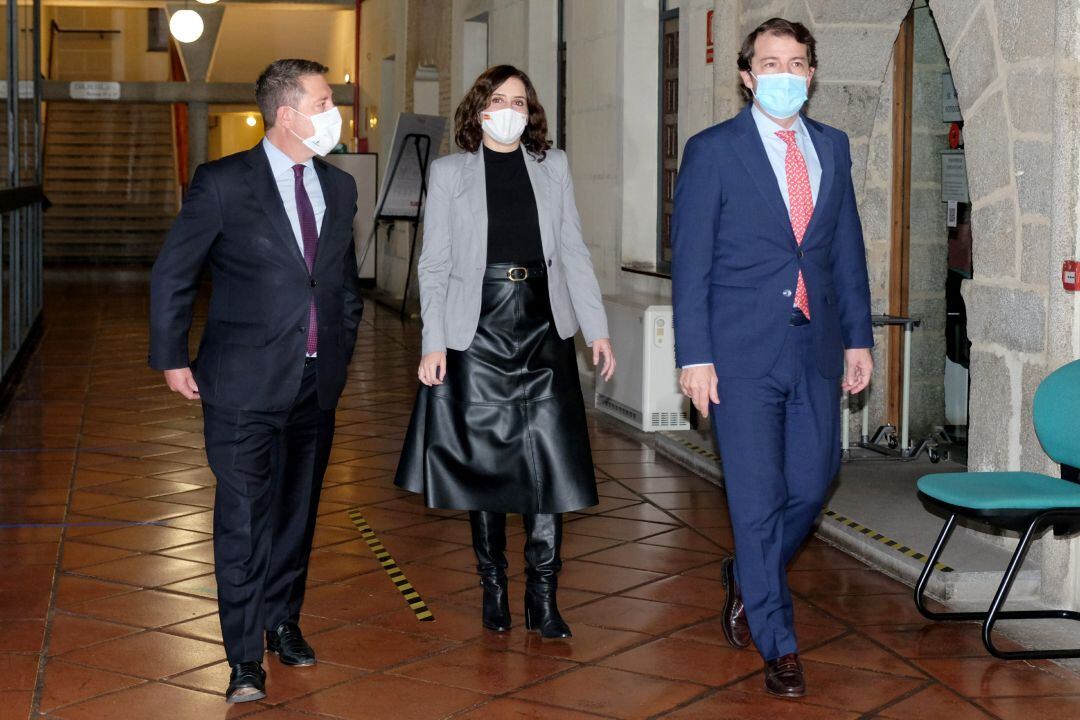 Emiliano García Page (C-LM), Isabel Díaz Ayuso (Madrid) y Alfonso Fernández Mañueco (Castilla y León)