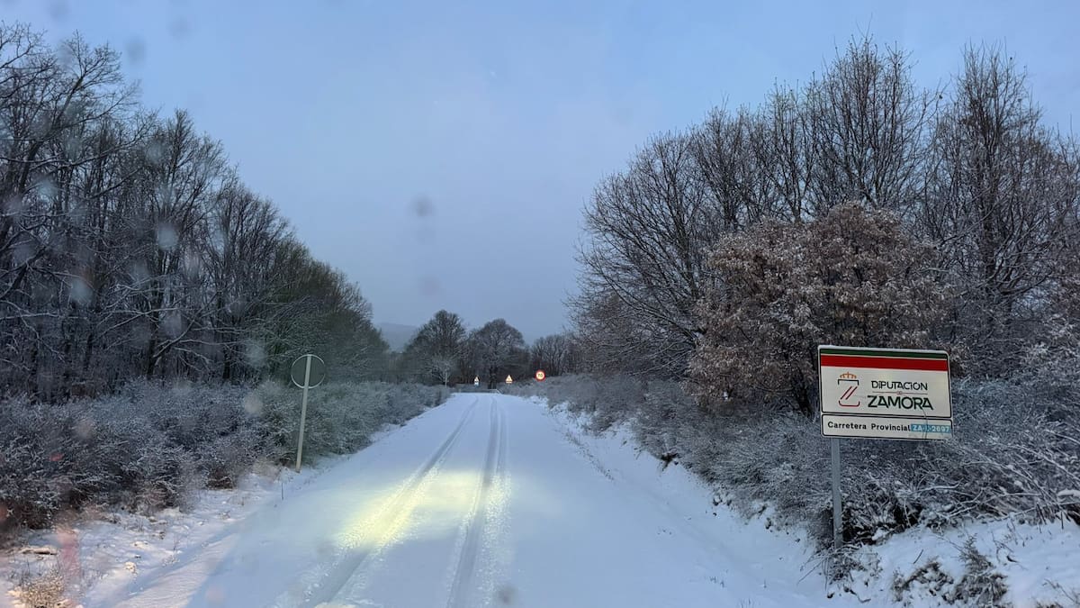 Más de 400 camiones embolsados en Zamora en la A-52 a causa de las nevadas