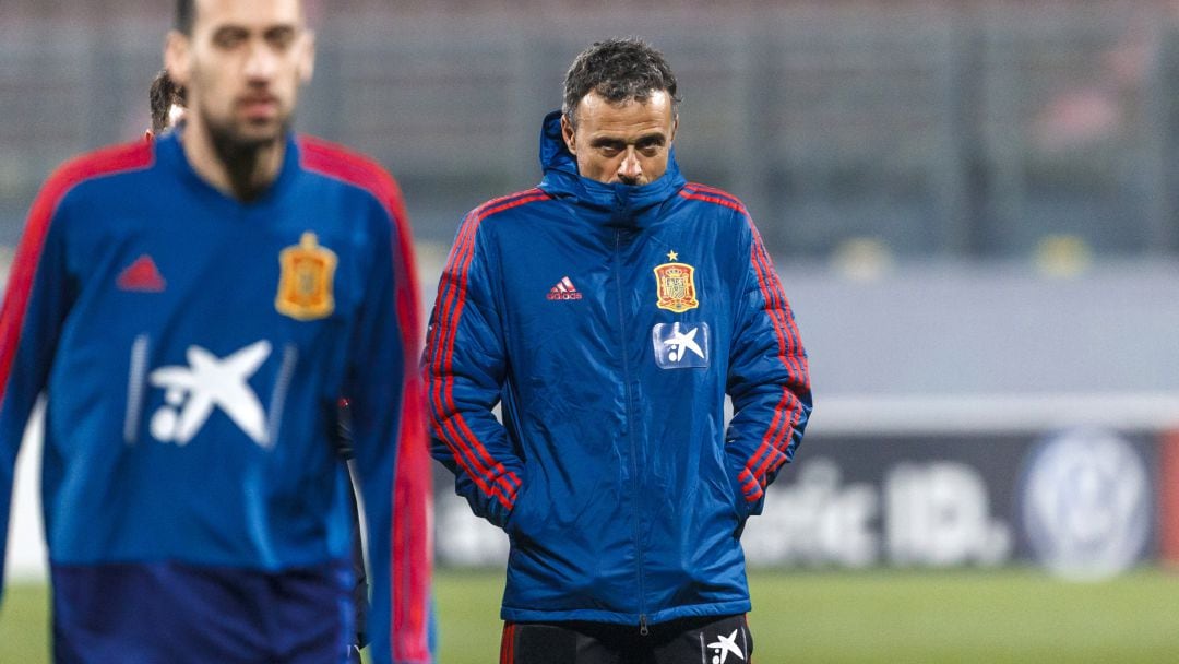 Luis Rubiales, durante un entrenamiento de la Selección.