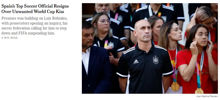 Luis Rubiales en &#039;The New York Times&#039;.