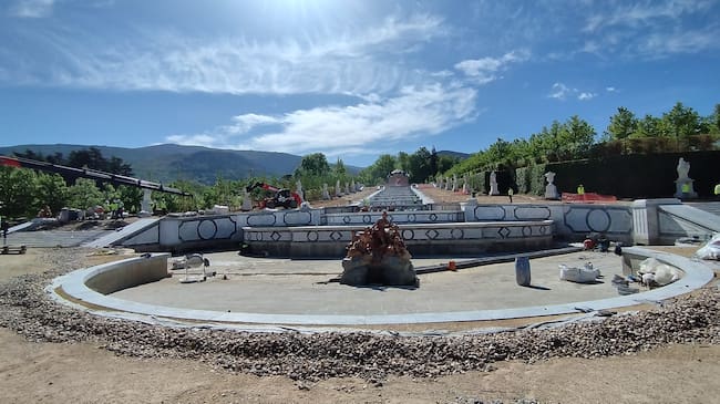 Avance de las obras en la fuente de La Cascada