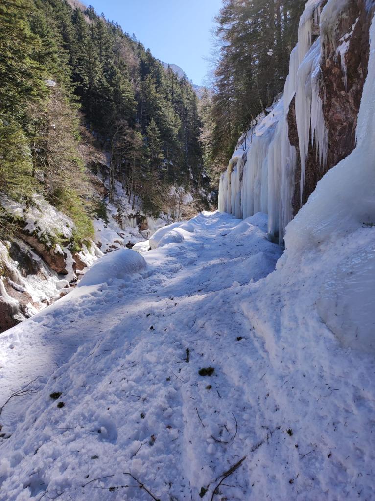 Carretera de acceso a Selva de Oza sigue intransitable semanas después de las nevadas